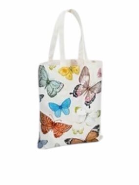 White Large Butterfly Canvas Tote Bag New Without Tags